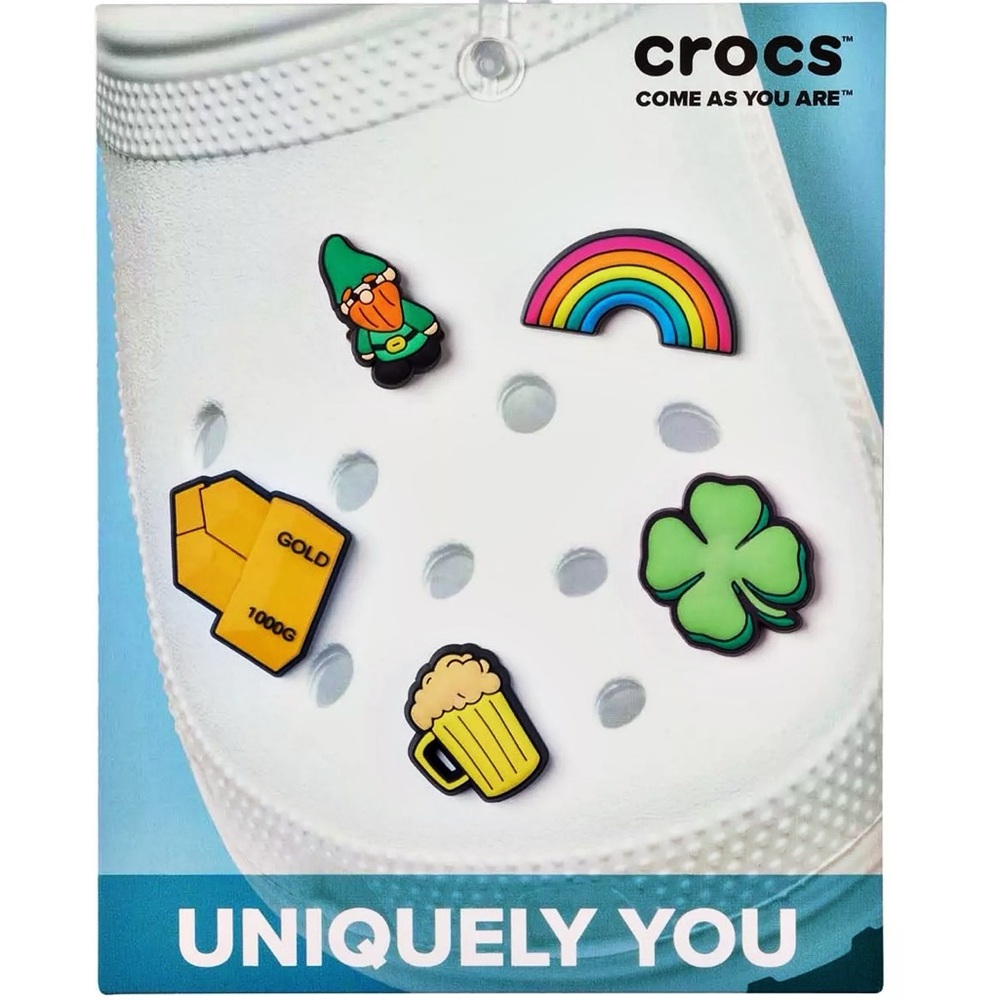 Crocs Jibbitz St Patrick’s Day 5-Pack Leprechaun Shamrock Rainbow PRICE FIRM
